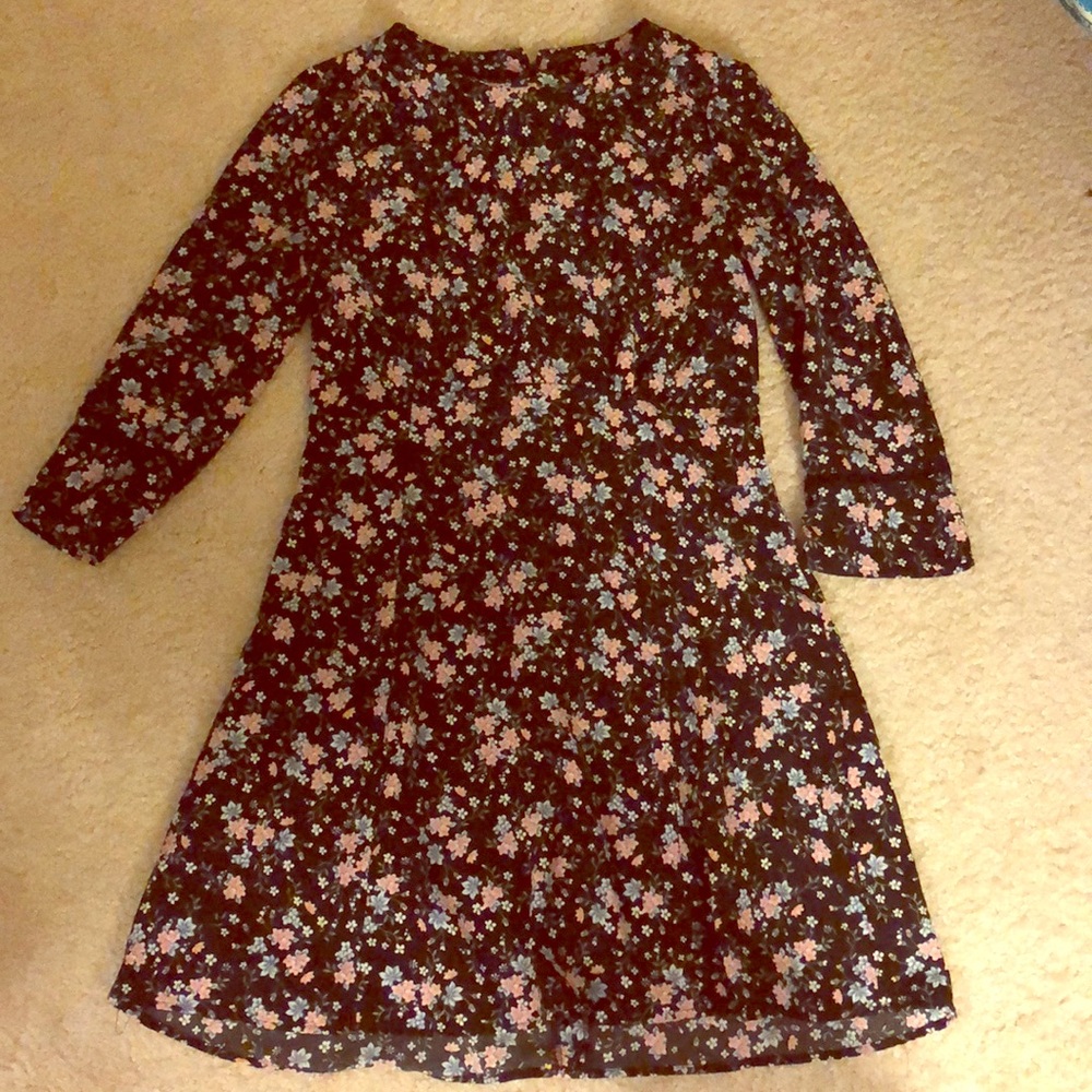 Black with blue and pink floral dress